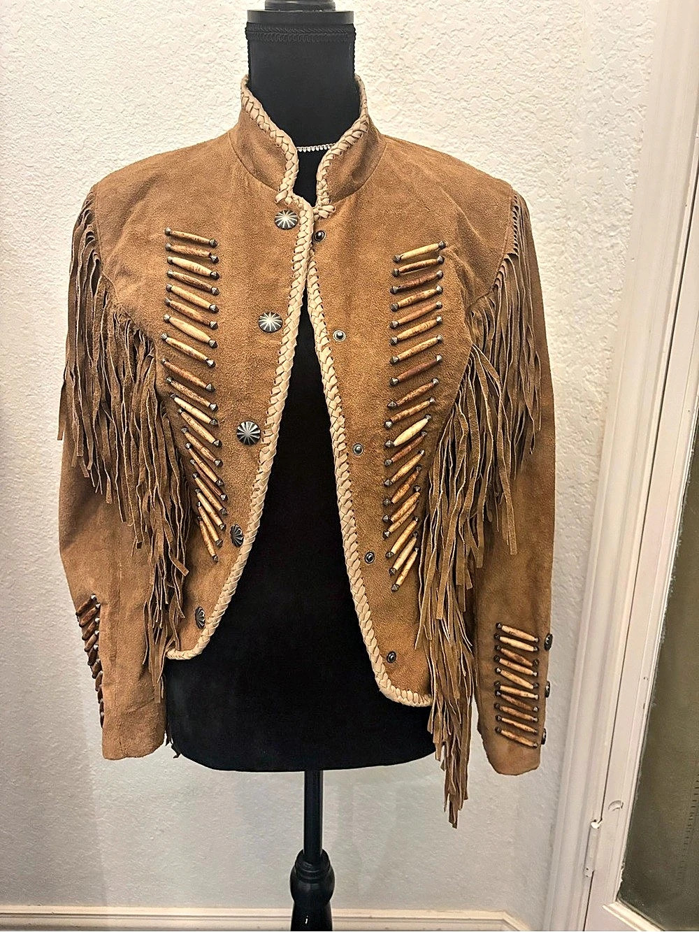 Ripple Creek Leather Fringe Western Jacket Small